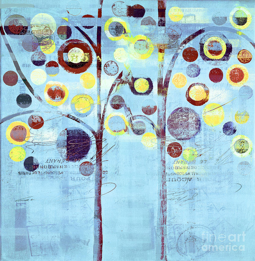 Bubble Tree Duo - 44bl01b Painting by Variance Collections
