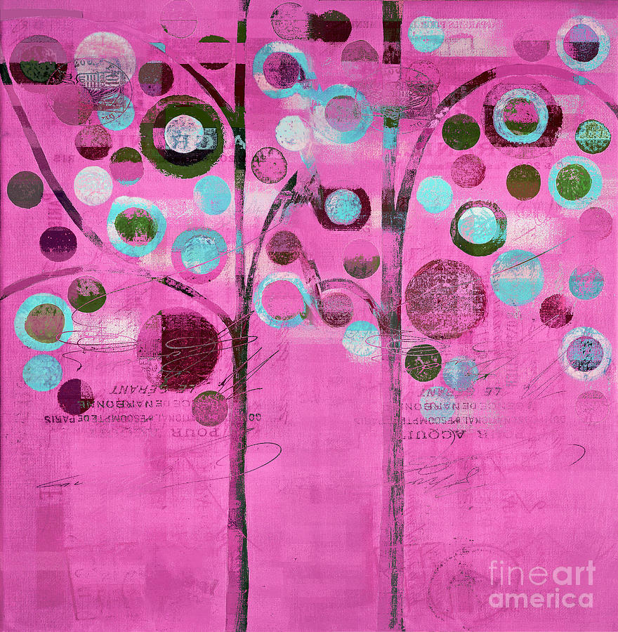 Bubble Tree Duo - 44pnk Painting by Variance Collections
