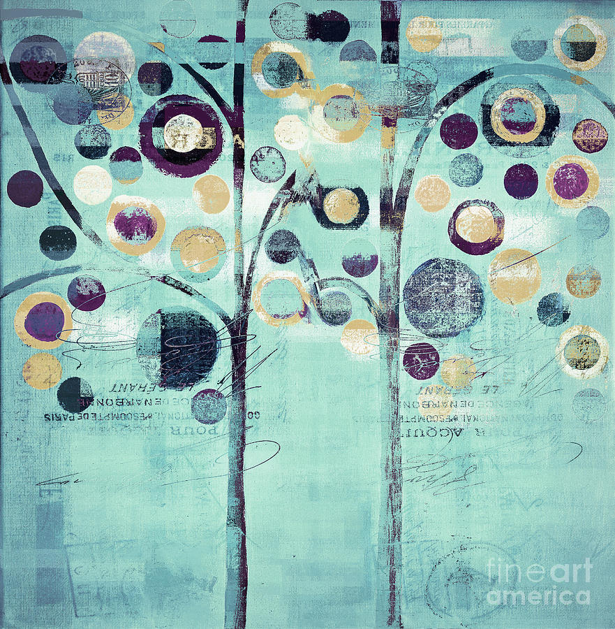 Bubble Tree Duo - 44turq01 Painting by Variance Collections