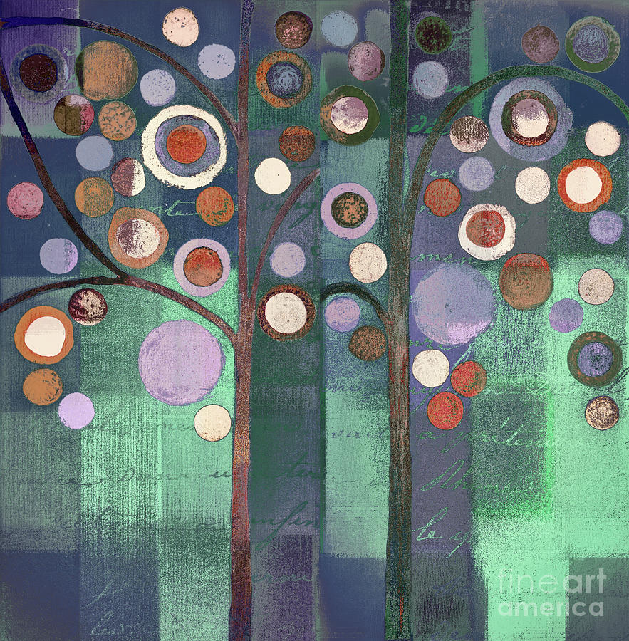 Bubble Tree Duo - 5506b Painting by Variance Collections