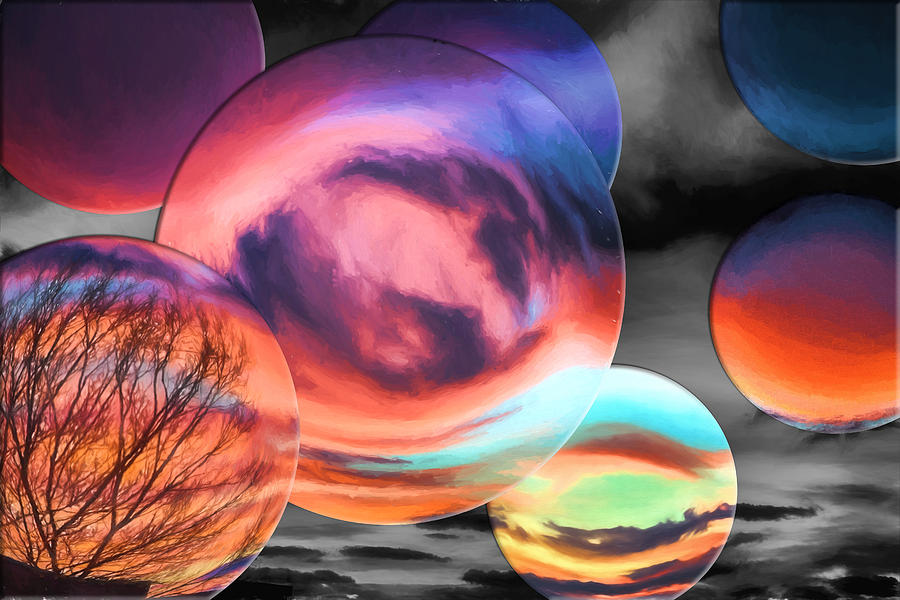 Sunset Digital Art - Bubbled Sunset by John Haldane