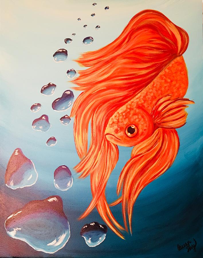 Bubbles and Betta Painting by Queen Gardner