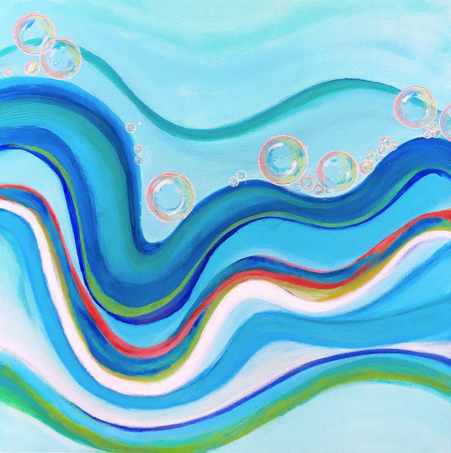 Bubbles and Waves Painting by Susan Kayler