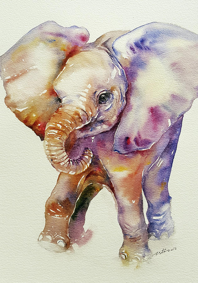 Bubbles Baby Elephant Painting by Arti Chauhan