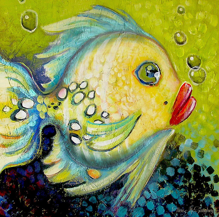 Fish Painting - Bubbles fish by Ellen Mcgaughey