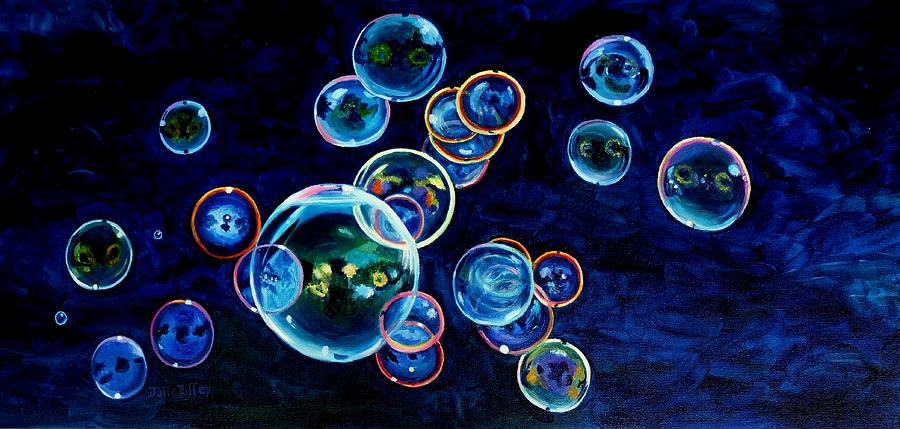 Bubbles in Blue Painting by Julie Brugh Riffey