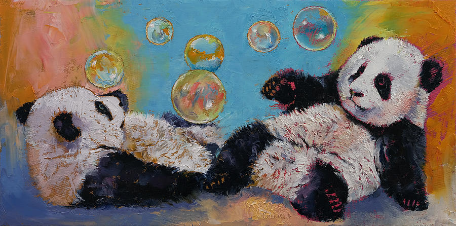 Bear Painting - Bubbles by Michael Creese