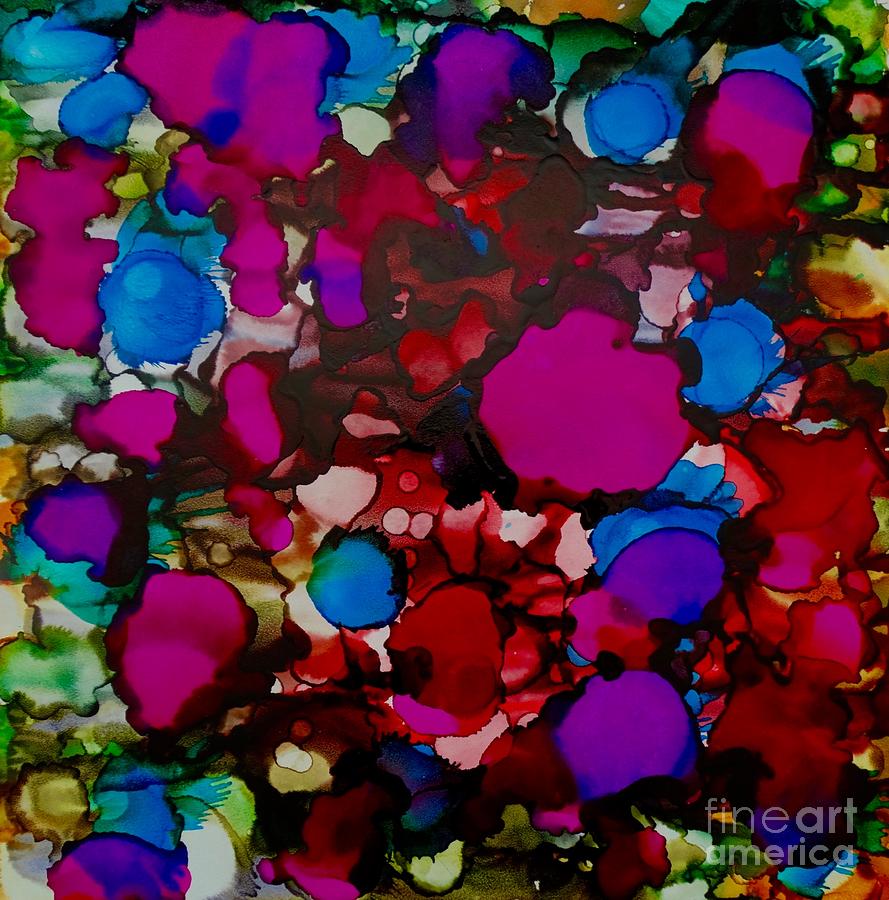Bubbles - Alcohol Ink On Wood Painting