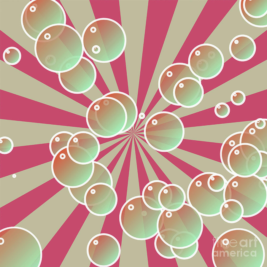 Ball Digital Art - Bubbles on radial background by Gaspar Avila