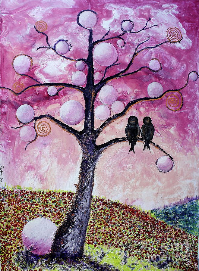 Bubbletree Painting by Barbara Teller