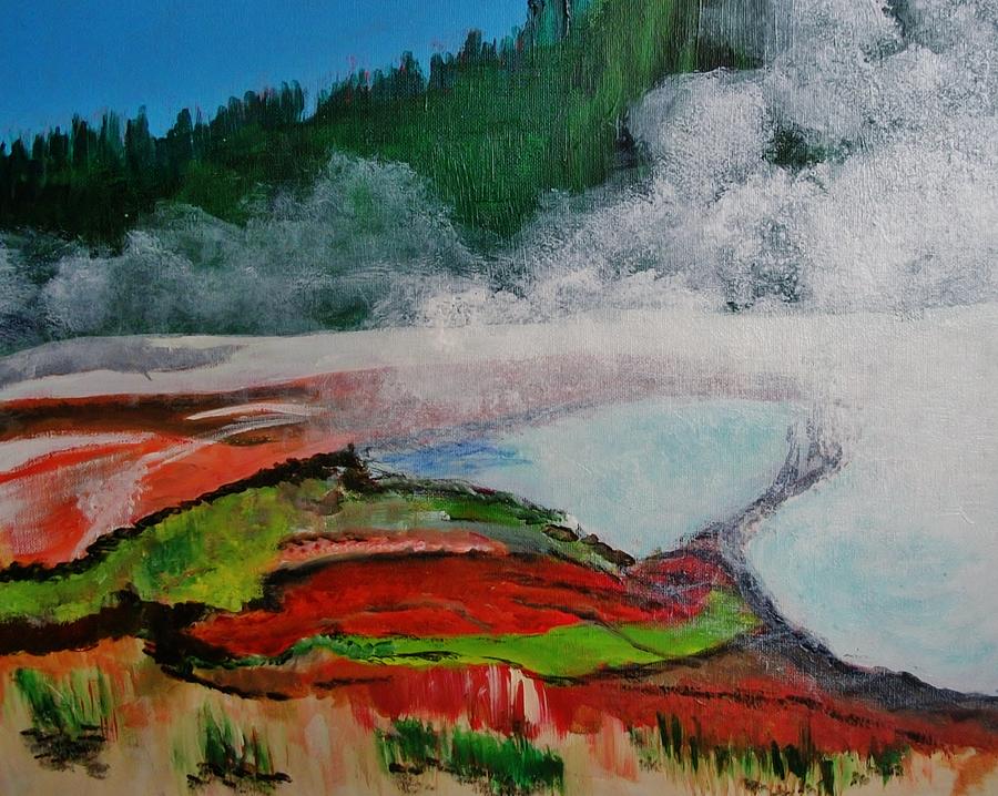 Bubbling Springs in Yellowstone NP Painting by Sharon Bock
