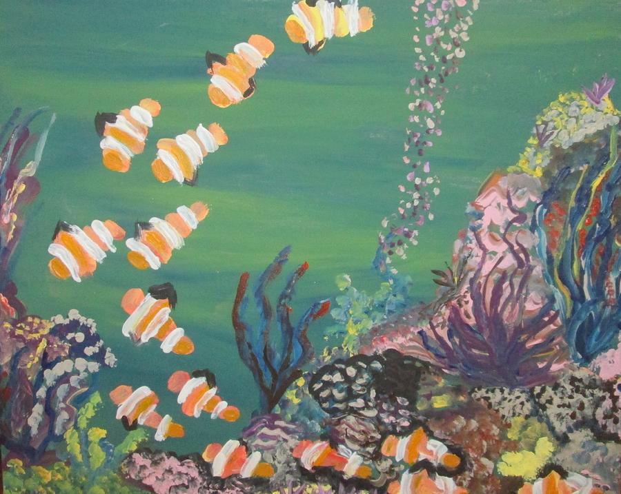 Bubbling underwater Painting by Jennylynd James