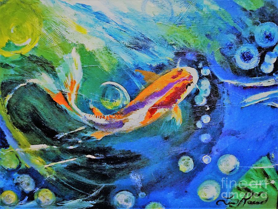 Bubbly Koi World Painting by Lisa Kaiser