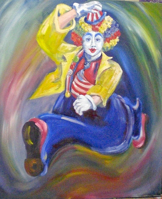 Bubby the Clown Painting by Barbara Kelley