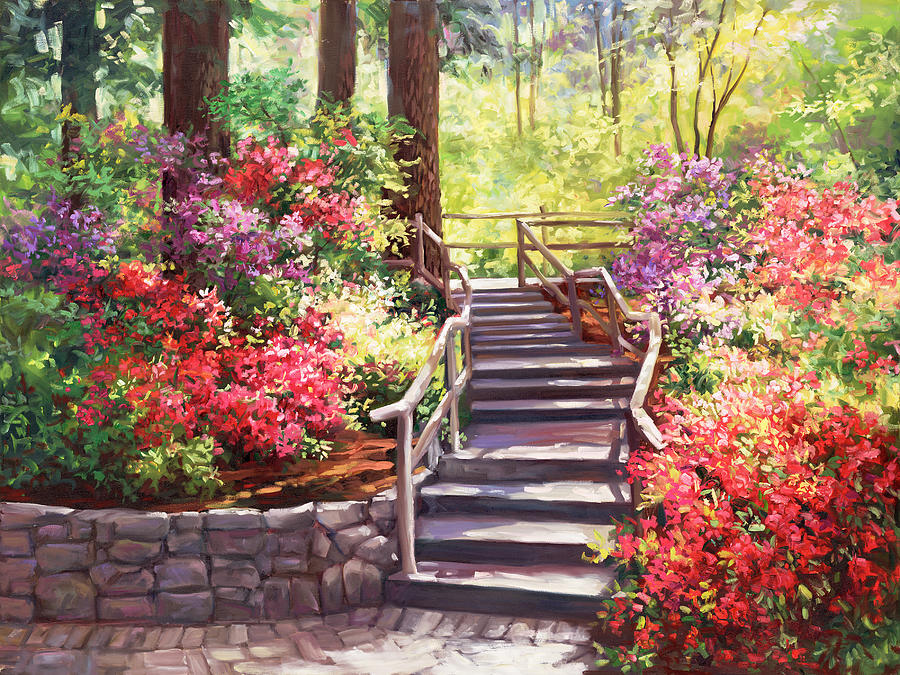 Claude Monet Painting - Buchart Garden Stairway by Laurie Snow Hein