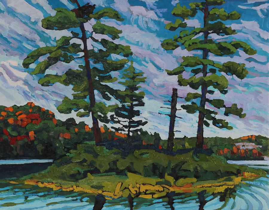 Buck Lake Island Painting by Phil Chadwick