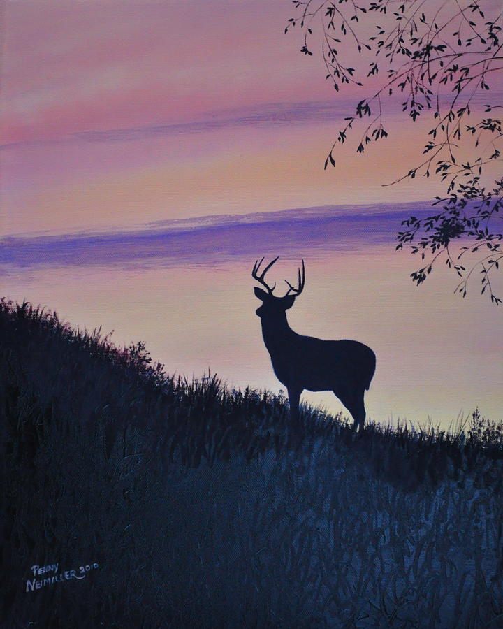 Buck Silhouette enchanced Painting by Penny Neimiller