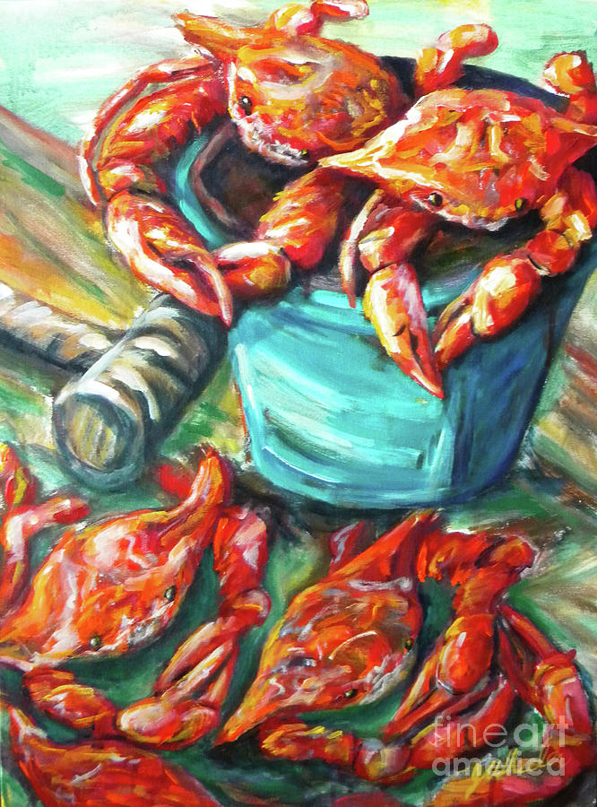 Bucket O Crabs Painting by JoAnn Wheeler