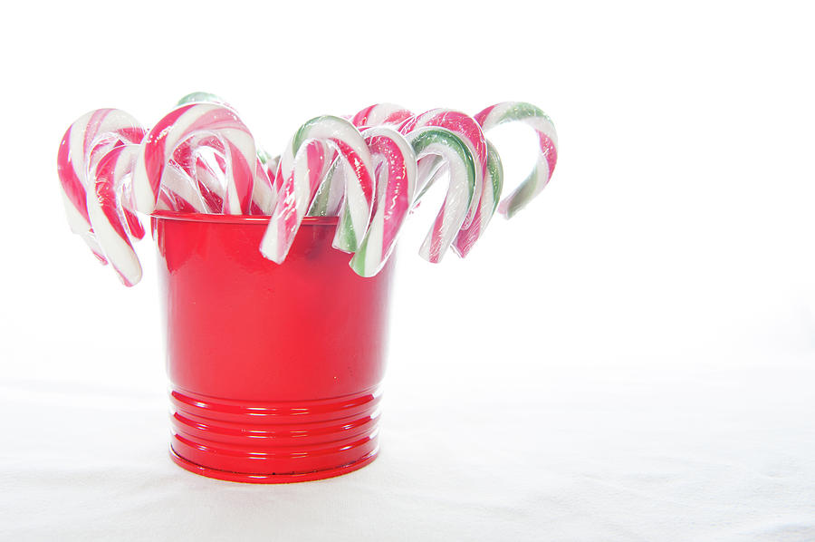 Bucket of Candy Canes Photograph by Helen Jackson
