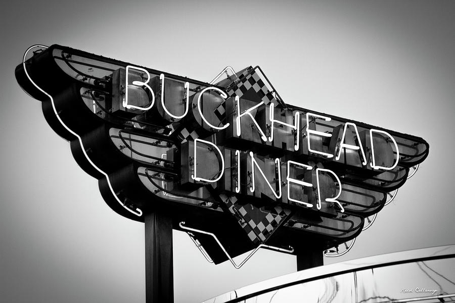 Atlanta Restaurant Photograph - Buckhead Diner Sign BW Signage Art by Reid Callaway