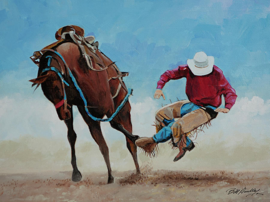 Bucking Bronco Painting by Bill Dunkley