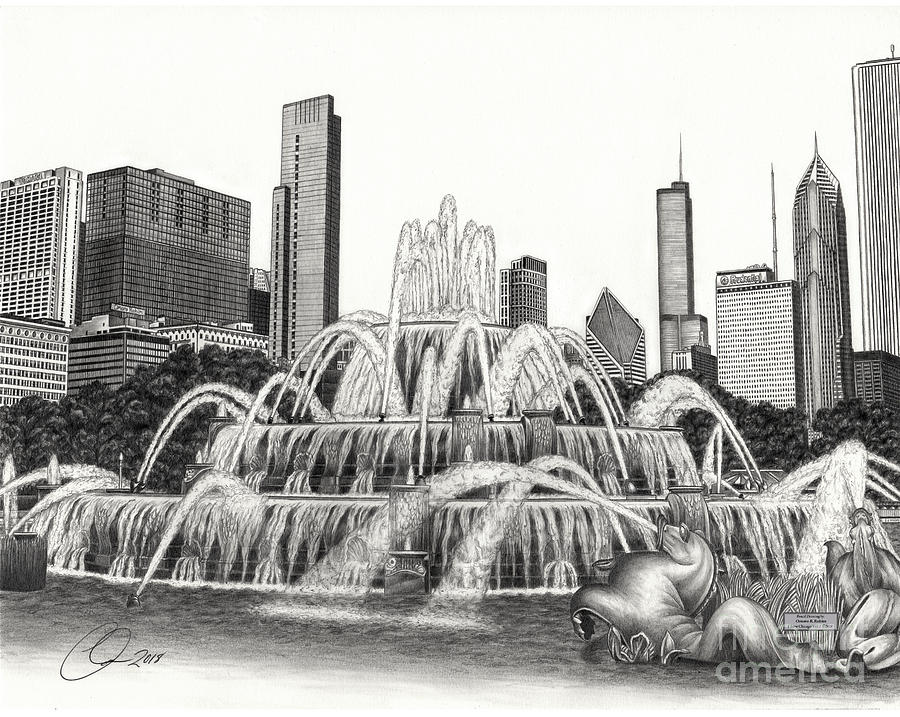 Buckingham fountain drawing by Omoro Rahim Buckingham fountain drawing by Omoro Rahim