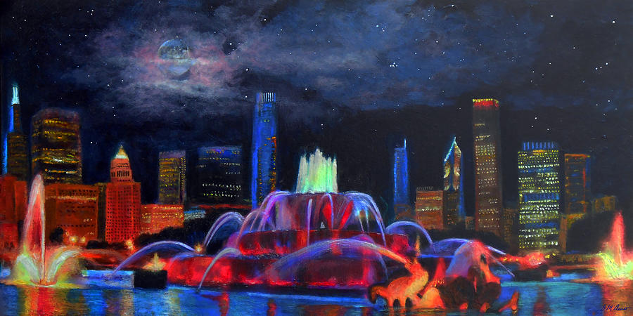 Chicago Painting - Buckingham Fountain in Chicago by Michael Durst