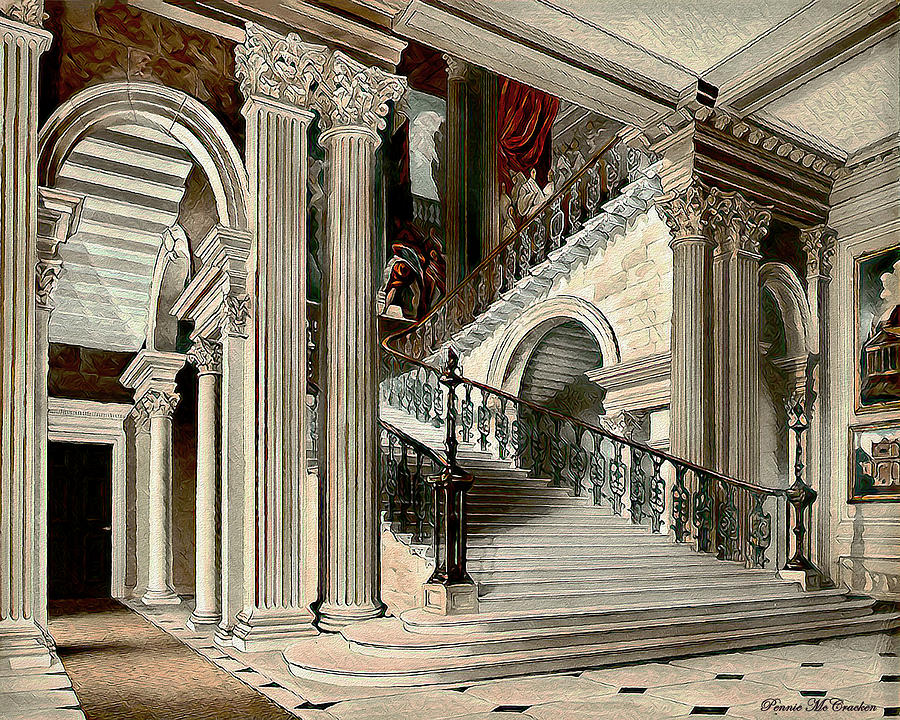 Buckingham House Stair Case Digital Art by Pennie McCracken