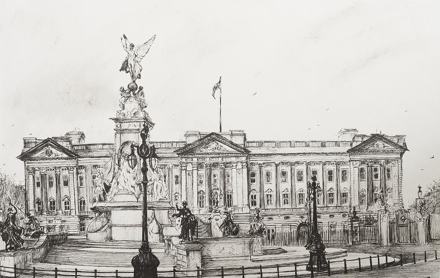 Buckingham Palace Drawing by Vincent Alexander Booth