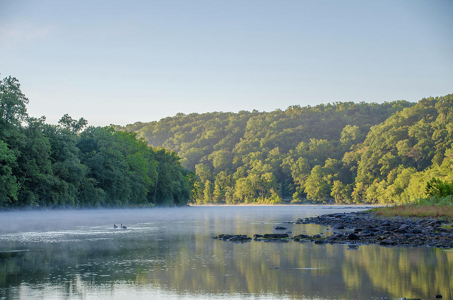 Bucks County - The Delaware River in Early Autumn Photograph by Bill Cannon