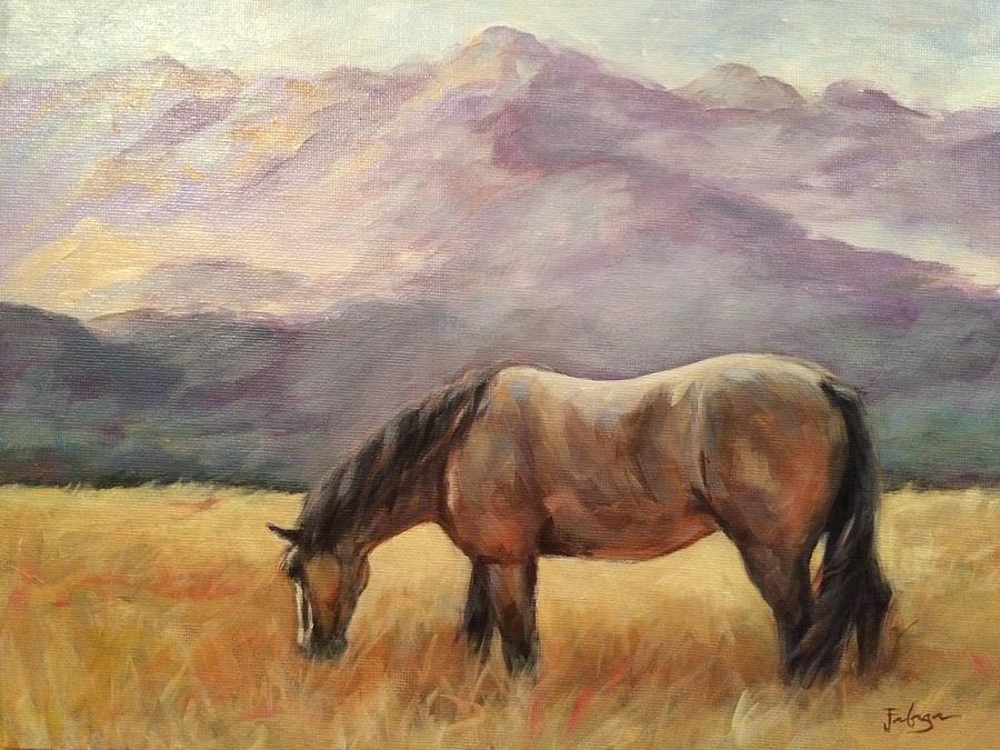 Horse Painting - Buckskin In The Meadow by Joan Frimberger
