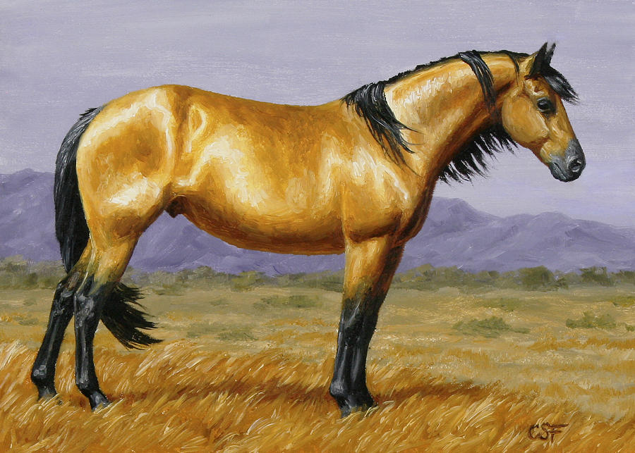 Buckskin Mustang Stallion Painting