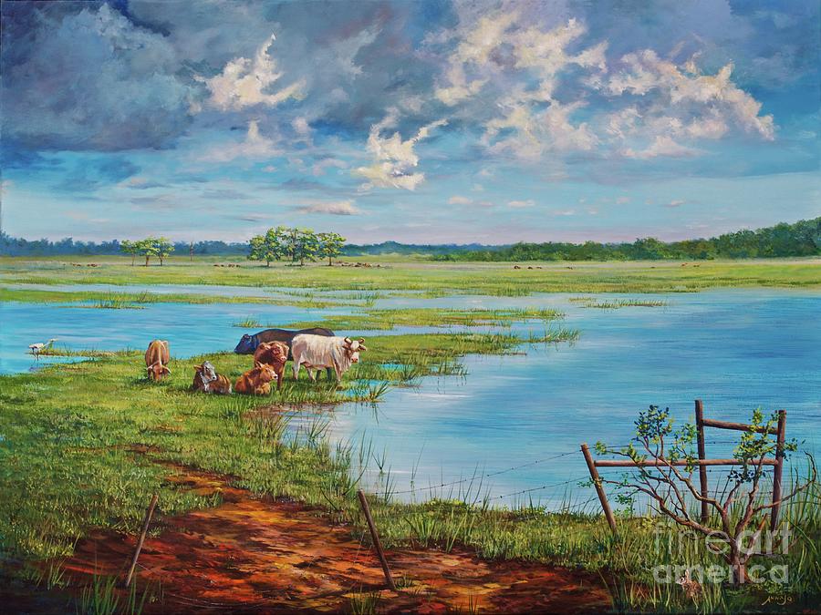 Cow Painting - Bucolic St. Johns by AnnaJo Vahle
