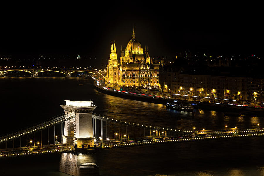 Budapest At Night Photograph by David Pyatt