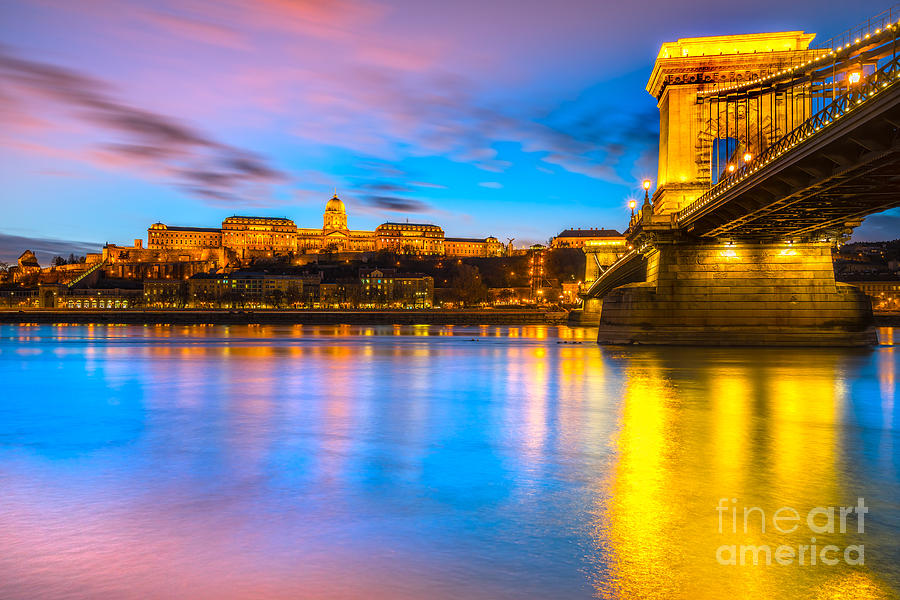 Budapest - Chain Bridge and Buda Castle -  Hungary Photograph by Luciano Mortula