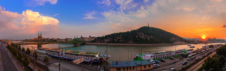 Budapest Danube Panorama with Gellert Hill Photograph by Judith Barath