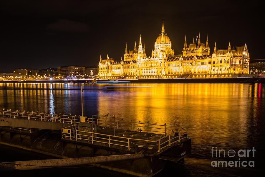 Budapest Night View Parliament Photograph by Jivko Nakev