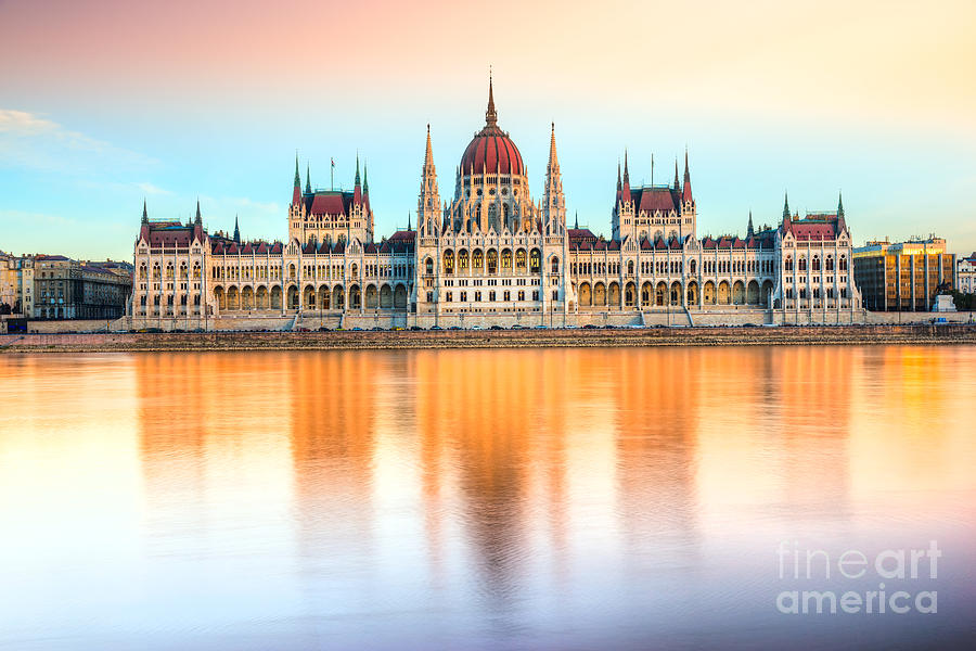 Budapest parliament at sunset - Hungary Photograph by Luciano Mortula