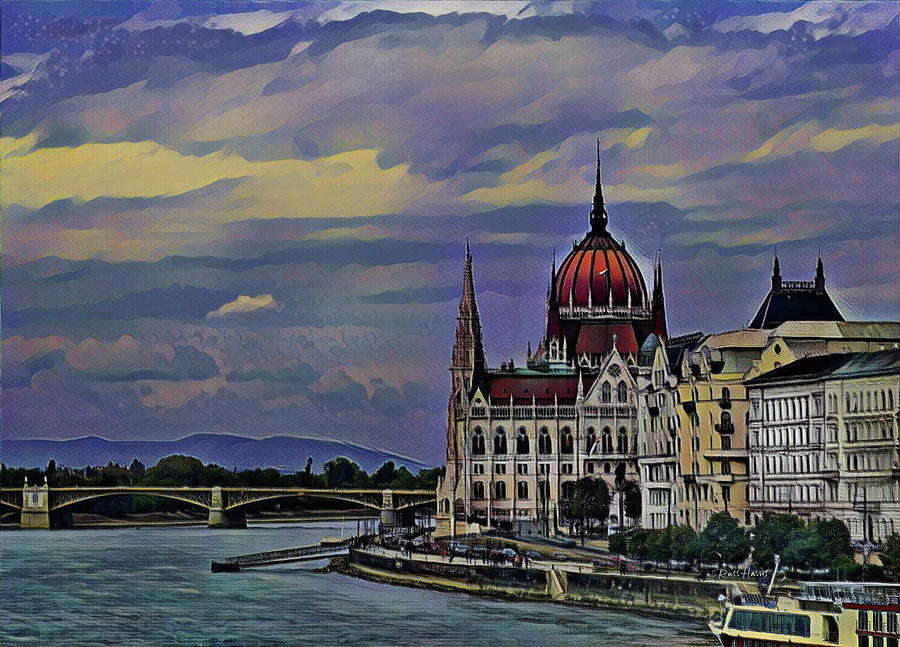 Budapest Parliament Building Painting by Russ Harris