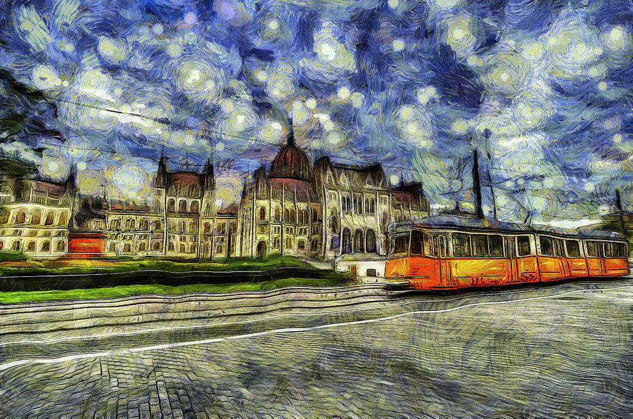 Budapest Parliament Vincent Van Gogh Mixed Media by David Pyatt