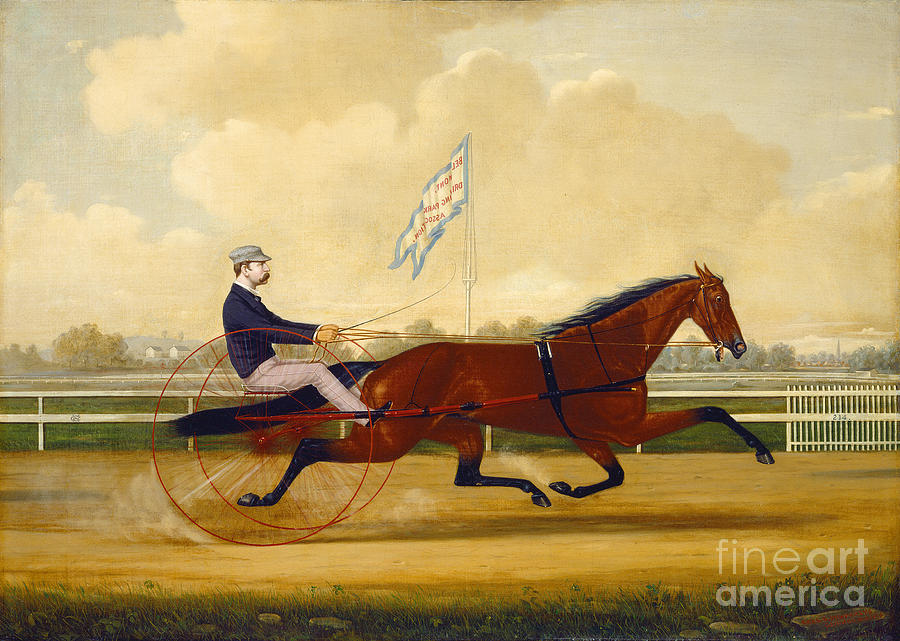 Budd Doble Driving Goldsmith Maid At Belmont Driving Park Painting by Charles S. Humphreys
