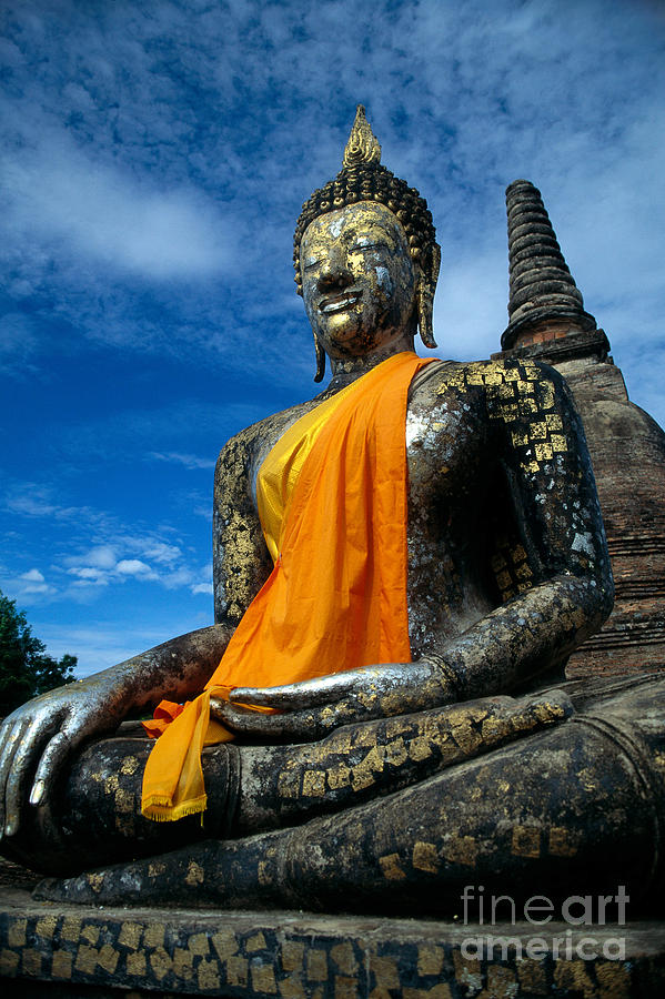 Buddah and ruins in Thailand Photograph by Kyle Rothenborg - Printscapes