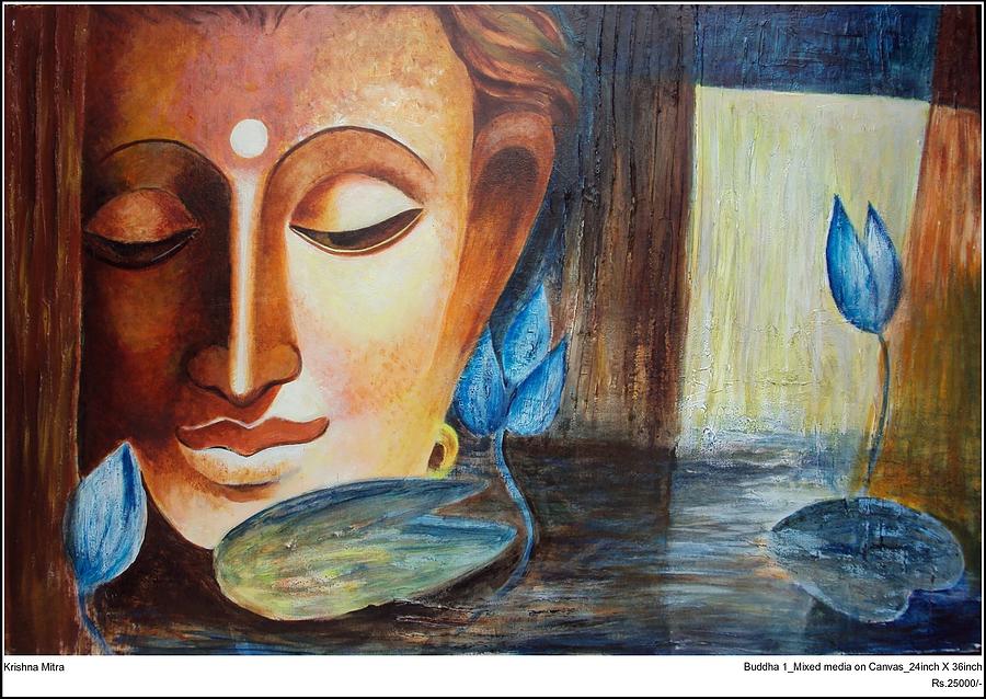 Contemporary Painting - Buddha 1 by Krishna Mitra