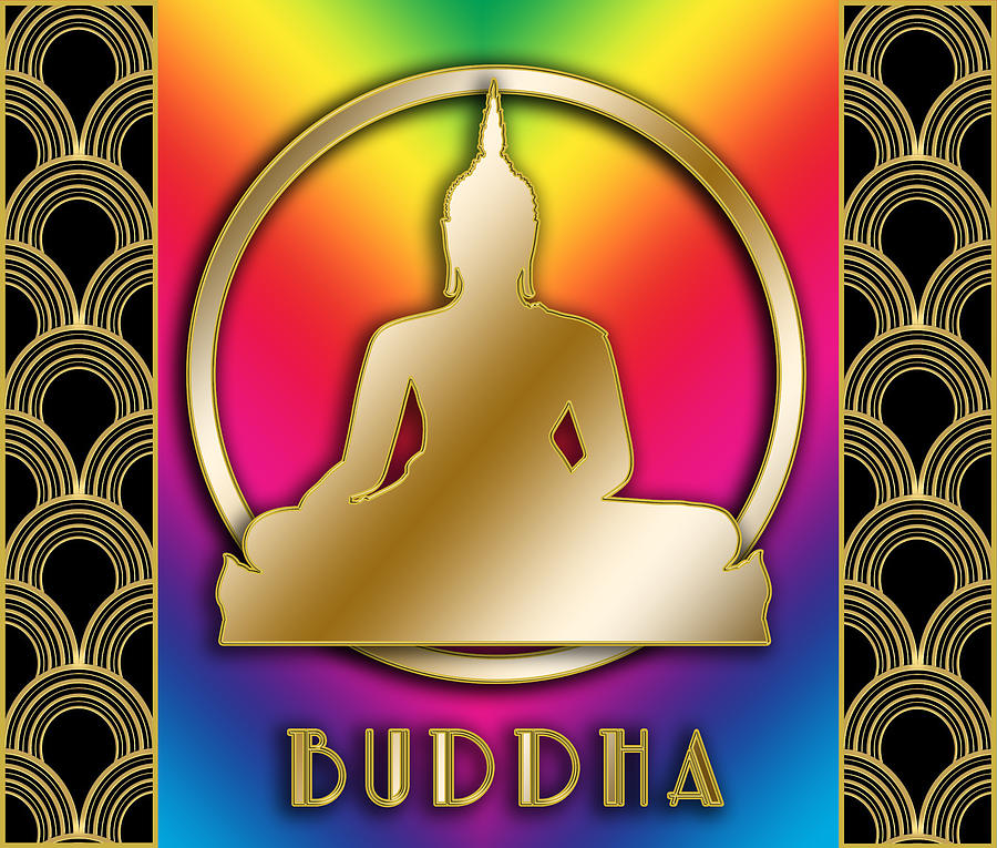 Buddha and Circle - Rainbow Digital Art by Chuck Staley