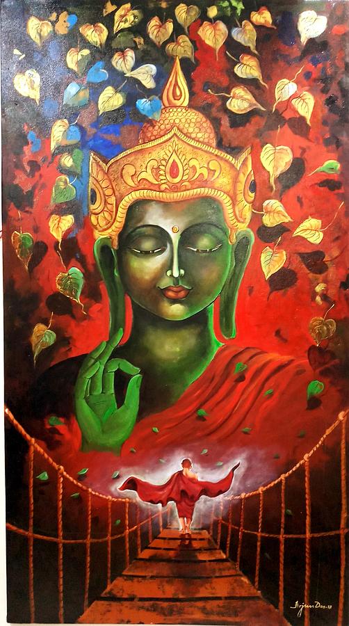 Buddha And Monk Child 7 Painting By Arjun Das - Fine Art America