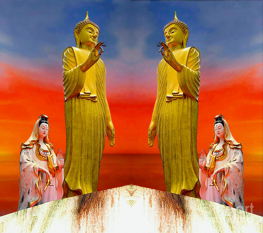 Buddha And Quan Yin Asian Gods Digital Art