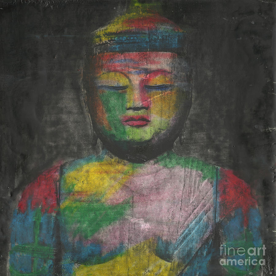 Buddha Encaustic Painting Painting by Edward Fielding