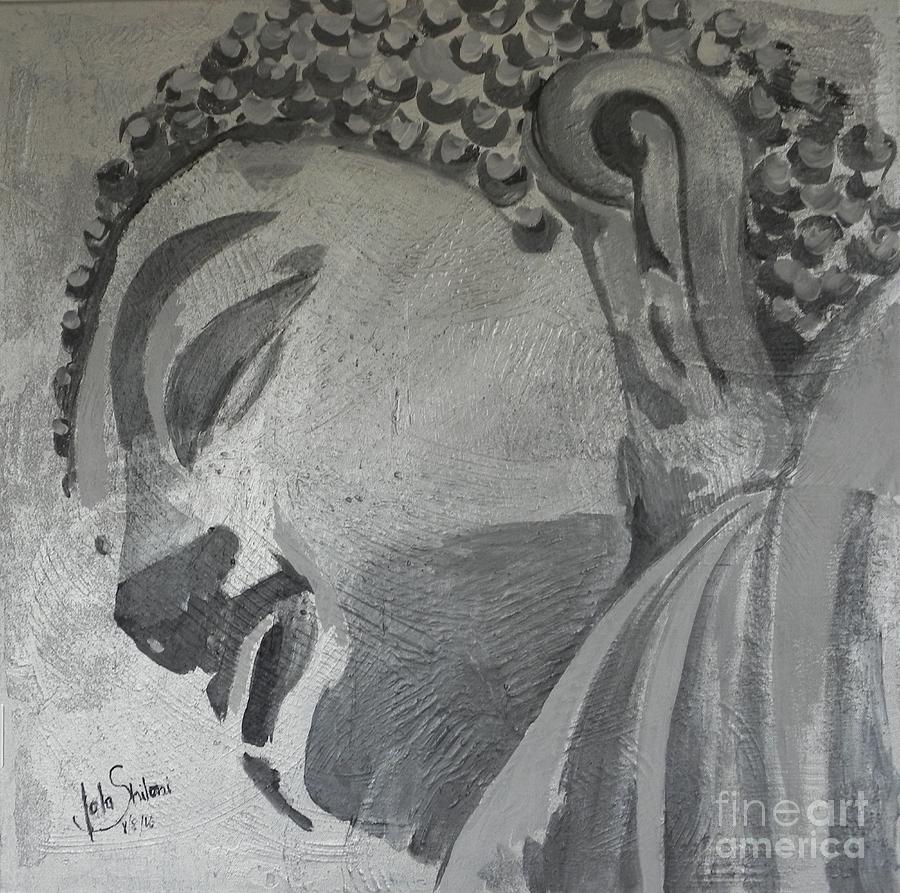 Buddha In Silver Painting by Jolanta Shiloni