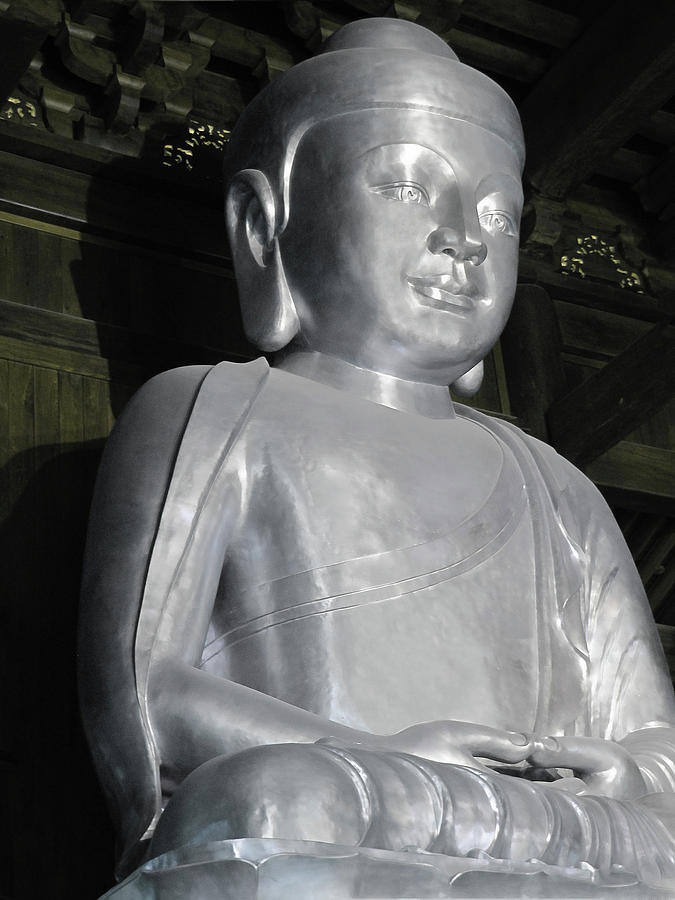 Buddha in solid silver - Jinan Temple Shanghai Photograph by Alexandra Till