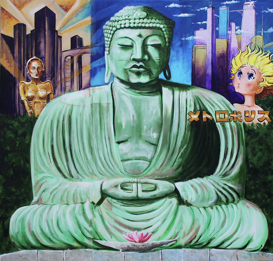 Buddha in the Metropolis Painting by Charles Bickel